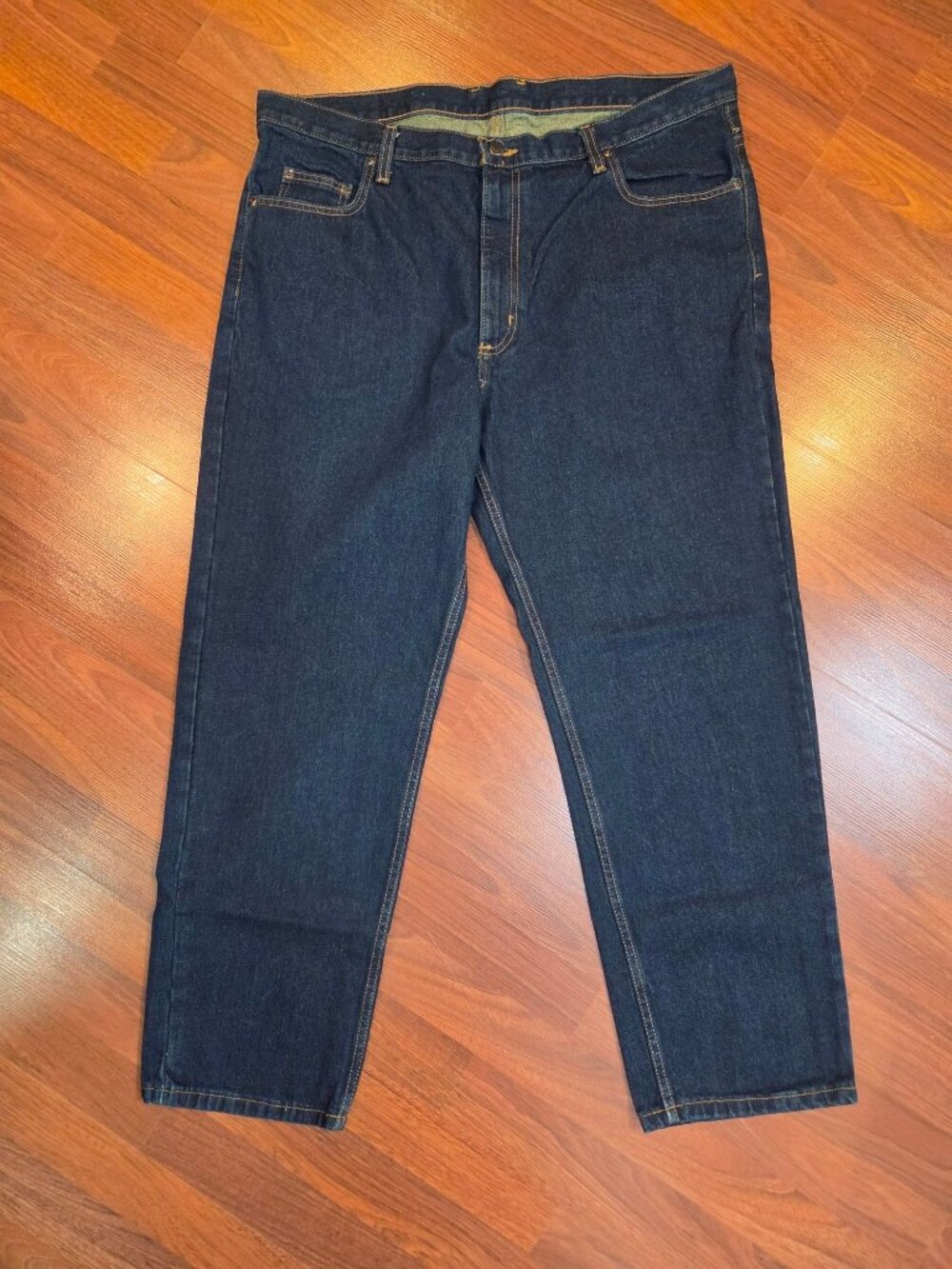 Mens Dark Wash Denim Jeans 38x29 Straight Fit 100% Cotton Made In Mexico